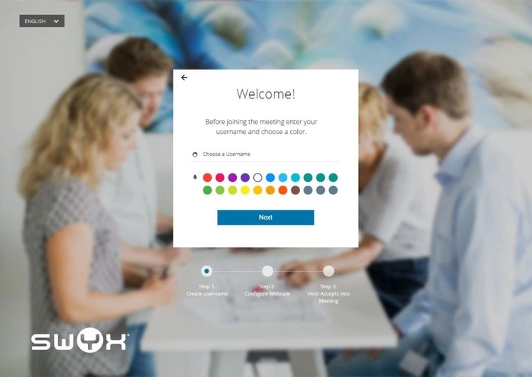 Geben Sie Ihren Benutzernamen ein und wählen Sie eine Farbe aus.