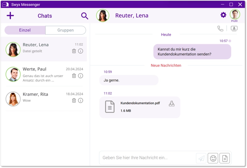 Schneller Austausch per Chat