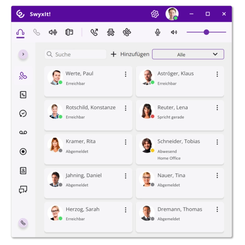 Präsenzstatus für alle Mitarbeiter